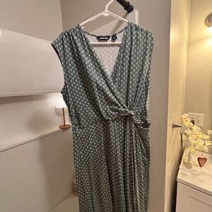 Lands' End Green Patterned MIDI dress (Tall)